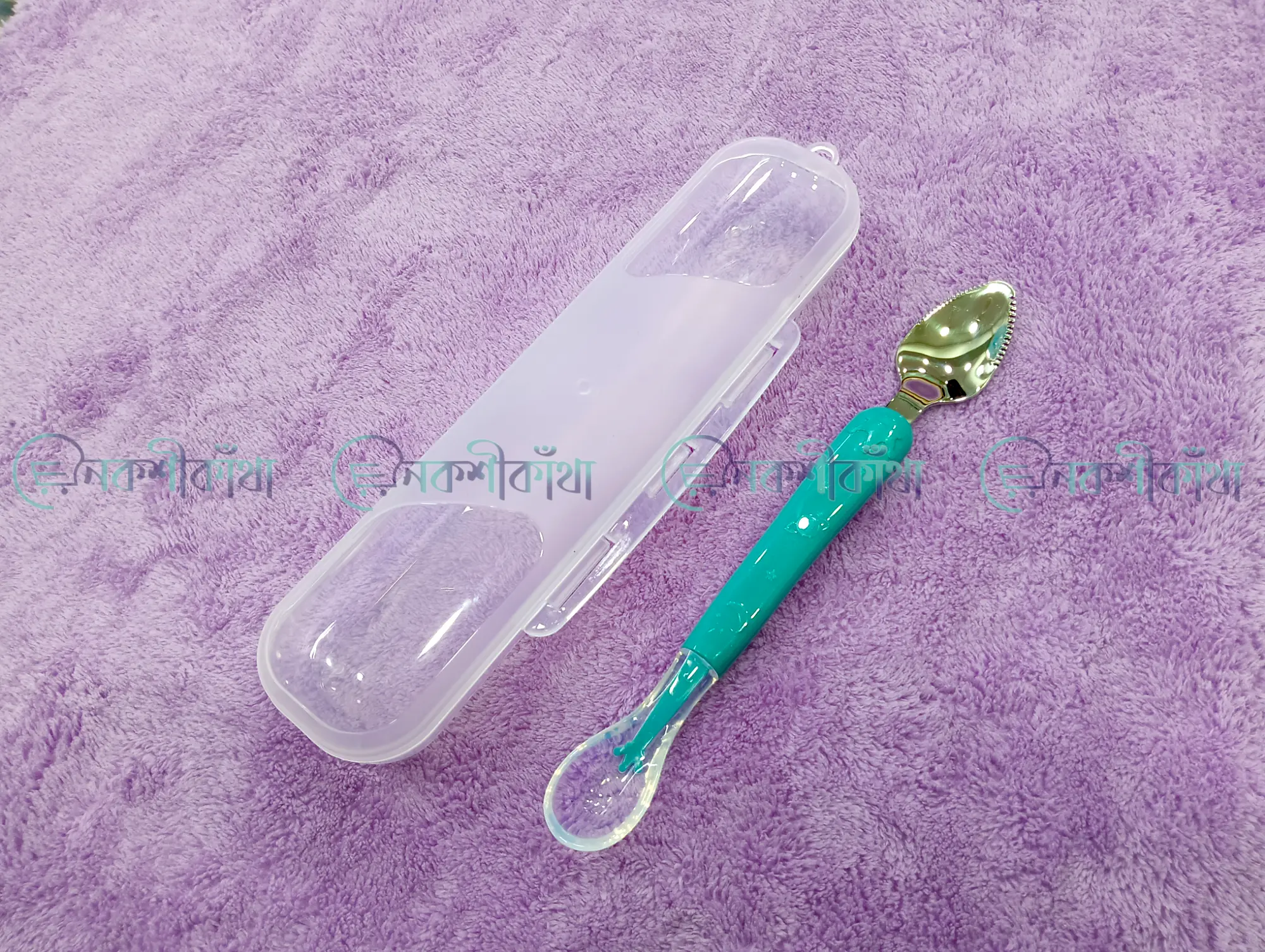2-Way Fruit Puree Spoon For Baby Feeding - Turquoise - Image 2