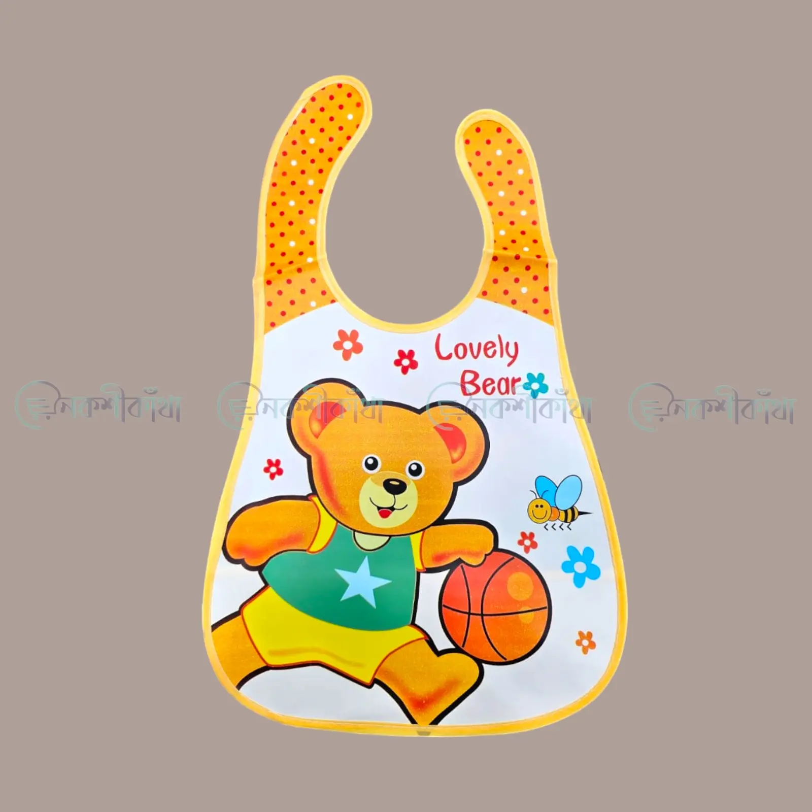Plastic Waterproof Apron Baby Bib - Orange - Image 4