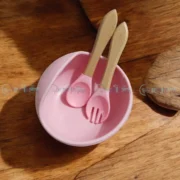 Food Graded Silicone Suction Bowl with Wooden Spoon
