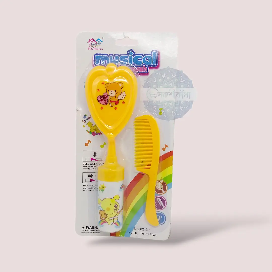 Baby Hair Brush & Comb Soft Musical Rattle - Image 2