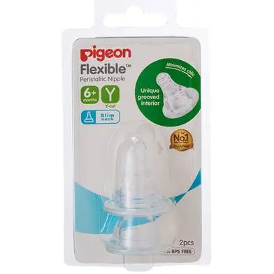 Pigeon Peristaltic Nipple Y-Cut | 6M+ | BPA Free | 2pcs | Anti-Colic