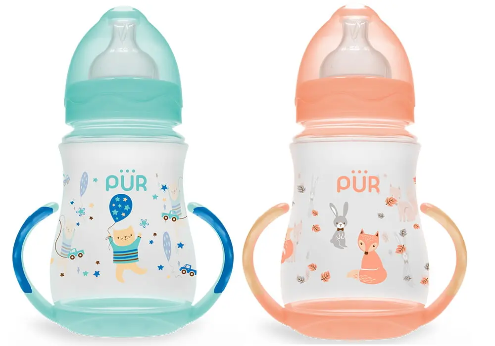 Pur Wide Neck Handle Bottle 250mL | Easy Grip for Baby