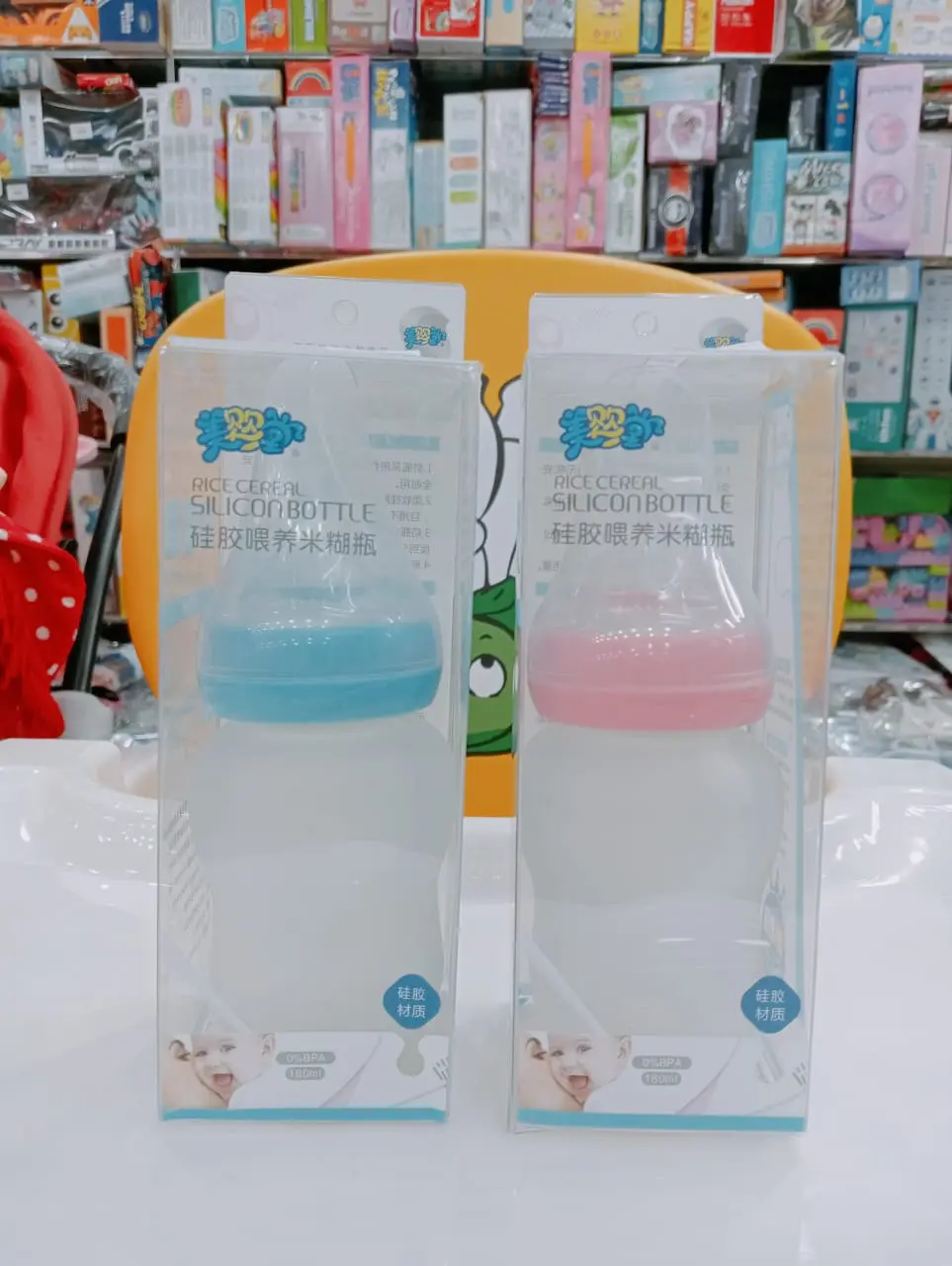 Rice Cereal Silicone Bottle Including Feeder Nipple | Squeezable & Wide Neck