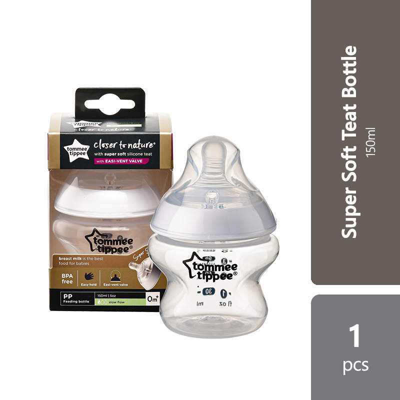 Tommee Tippee Closer To Nature Glass Feeding Bottle – 150mL | Breast-like Teat