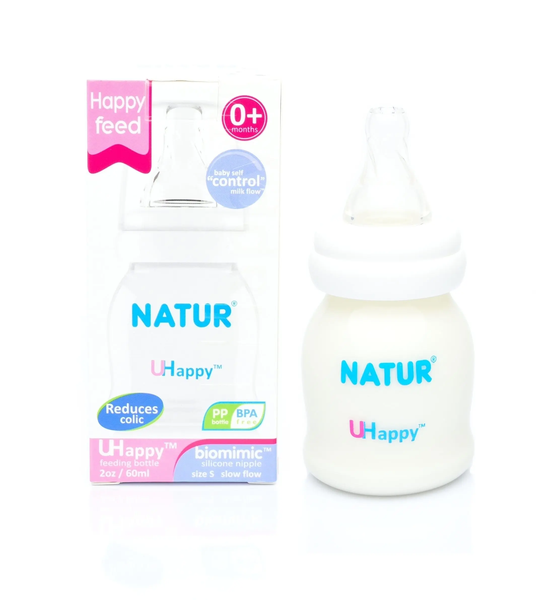 U Happy Natur 60mL Feeder | BPA-Free, Anti-Colic Feeding Bottle