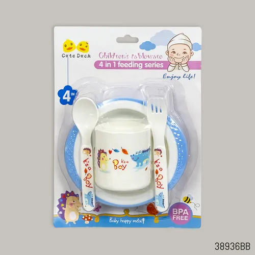 Cute Duck Baby Tableware Set 4-in-1 | BPA Free Feeding Set for Kids