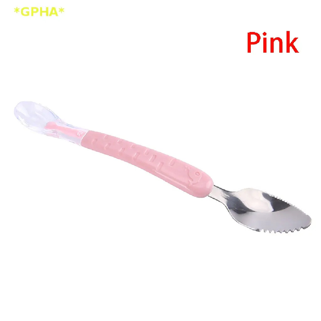 Baby Food Scaping Spoon – Dual Head | Silicone & Steel
