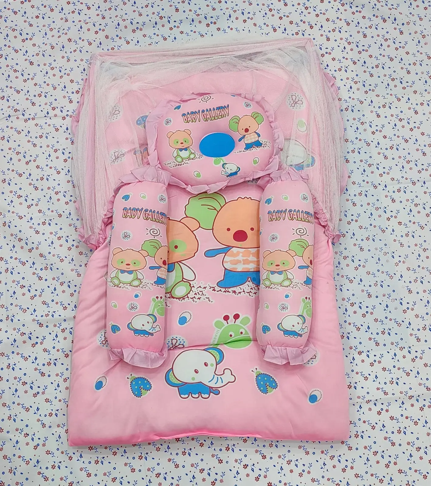 Baby Bed Set with Mosquito Net | Soft Cotton Bedding for Babies