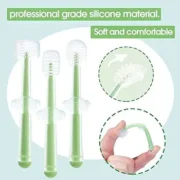 3 PCS Baby Silicone Toothbrush Set – Safe Oral Care for 0-18M Infants & Toddlers
