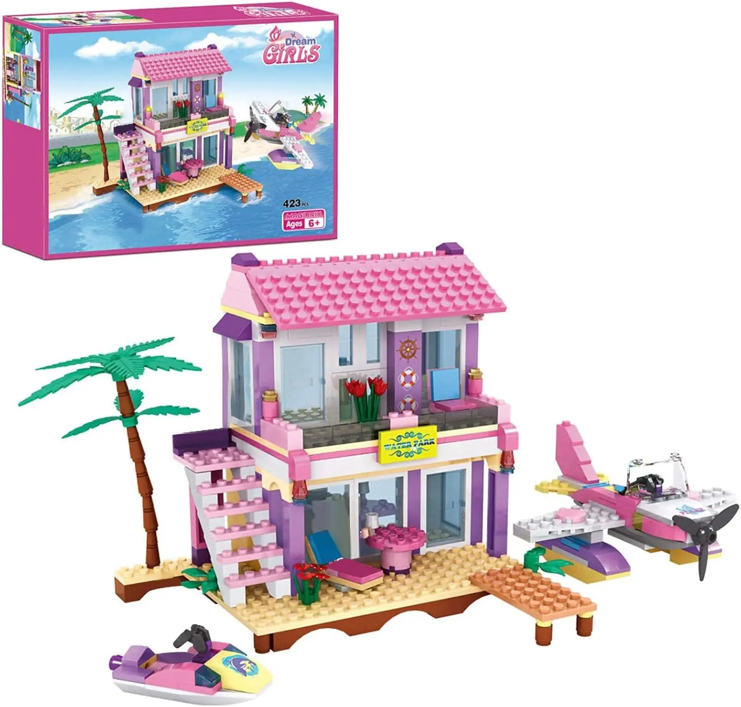 Dream Girls Blocks Set – Beach Villa with Plane & Jet Sky - Image 2