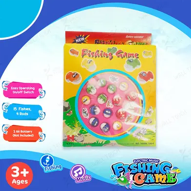 Fishing Game Toy for Kids – 15 Fishes & 4 Rods | Battery Operated Indoor Fun