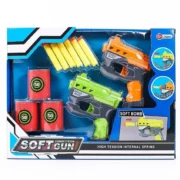 2 Pcs Soft Gun Toy Bundle with 6 Bullets & Targets – Safe Play for Kids