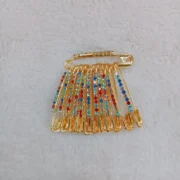 Golden Stone Hijab Pin - 12 Pieces | Brooch Safety Pin | One Side of Safety Pin For Saree (Copy)
