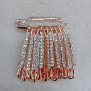 Golden Color Stone Hijab Pin - 12 Pieces | Brooch Safety Pin | One Side of Safety Pin For Saree