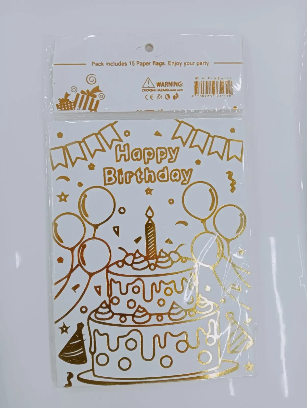 Happy Birthday Banner 13 Piece Card - White - Image 2