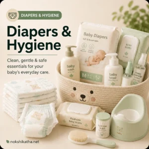 Baby diapers, baby wipes, hygiene products, potty training essentials and baby care accessories at Nokshikatha Bangladesh.